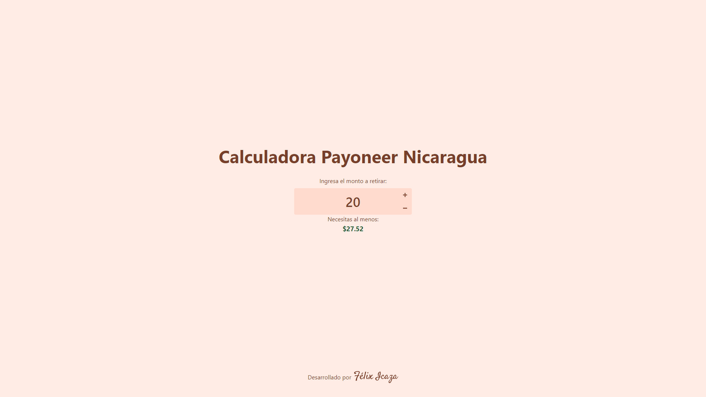 Calculadora Payoneer Nicaragua - Félix Icaza