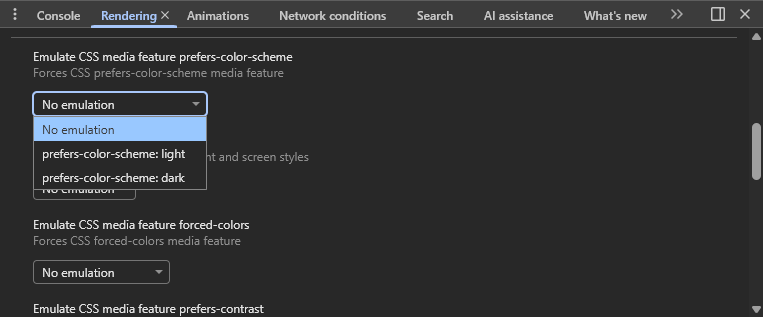 Emulando la Media Query prefers-color-scheme - Desktop