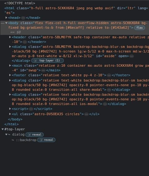 top-layer en un sitio web